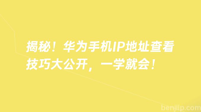 揭秘！华为手机IP地址查看技巧大公开，一学就会！